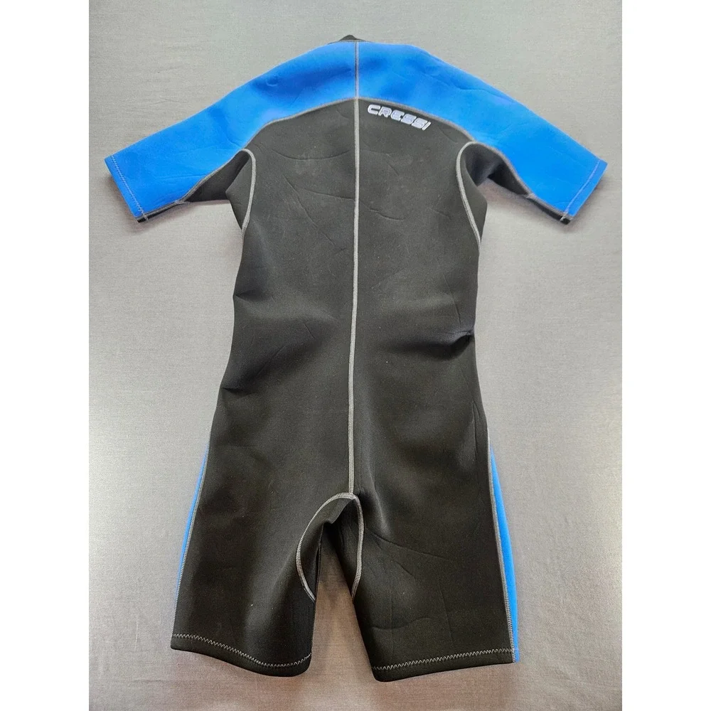 Cressi Lido Men 2mm Shorty Wetsuit Black Blue Front Zip Scuba Snorkel Size L/4